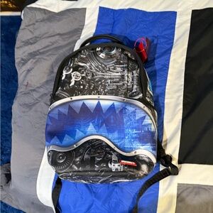 Sprayground Black and Blue Mechanical Graphic Backpack